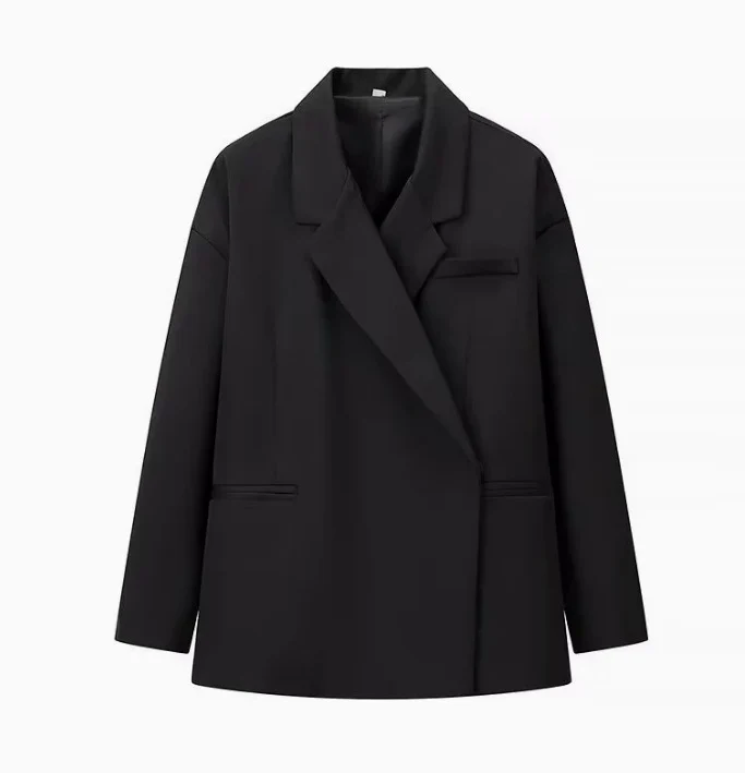Damen 300+ Boxy-Oversize Blazer mit fallendem Revers, verdeckter Knopfleiste und Leistentaschen Drune