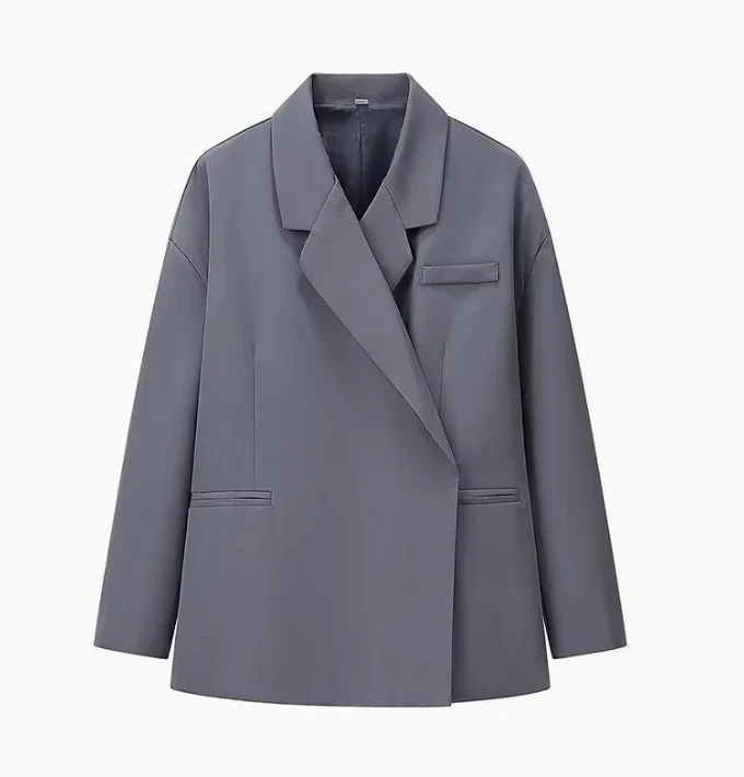 Damen 300+ Boxy-Oversize Blazer mit fallendem Revers, verdeckter Knopfleiste und Leistentaschen Drune