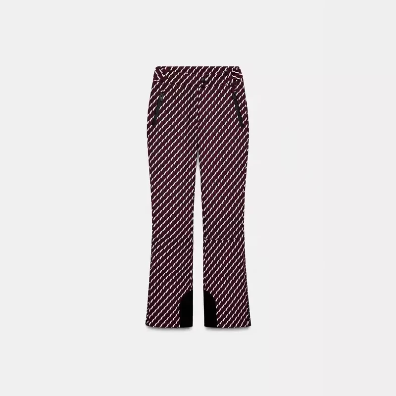 Damen 30+ taillierte Bootcut‑Skihose mit Allover‑Print, Reißverschlusstaschen und verstärktem Beinabschluss Drune