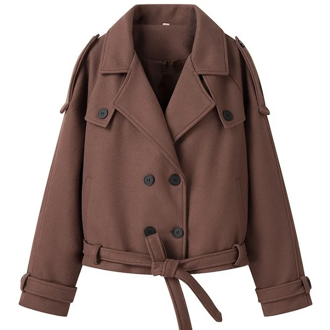 Damen 2200+ Wollmix‑Longmantel im Oversize‑Schnitt mit doppelreihiger Knopfleiste und verstellbaren Manschetten Drune