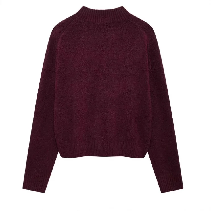 Damen 200+ gerippter Cropped‑Pullover mit Stehkragen und Oversize‑Ärmeln Drune