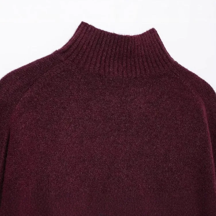 Damen 200+ gerippter Cropped‑Pullover mit Stehkragen und Oversize‑Ärmeln Drune