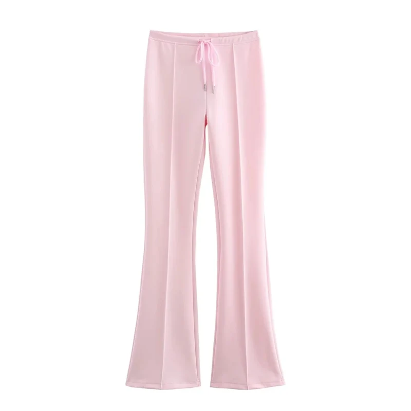 Damen 20+ zweiteiliges Joggingset mit Kapuzen‑Cropped‑Zipjacke und ausgestellter High‑Waist‑Palazzohose Drune