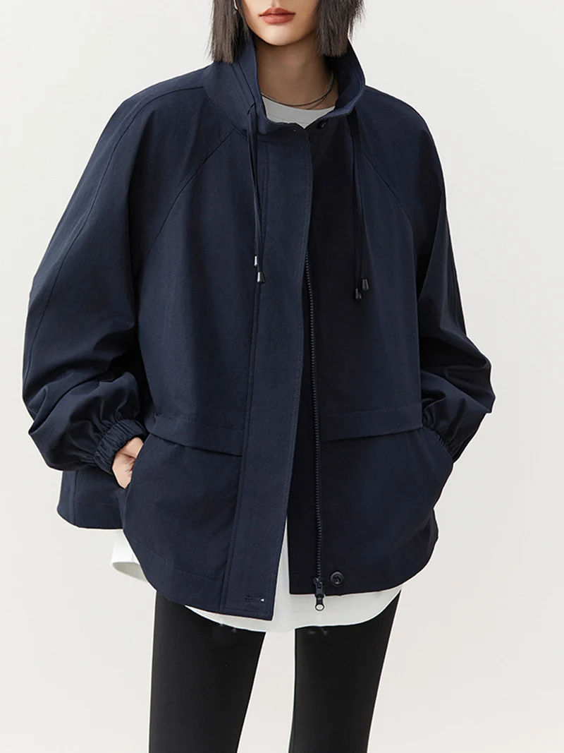 Damen lässige Übergangsjacke mit hohem Kragen Drune
