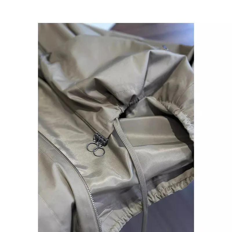Damen Lässige Kapuzenjacke mit verstellbarem Bund Drune