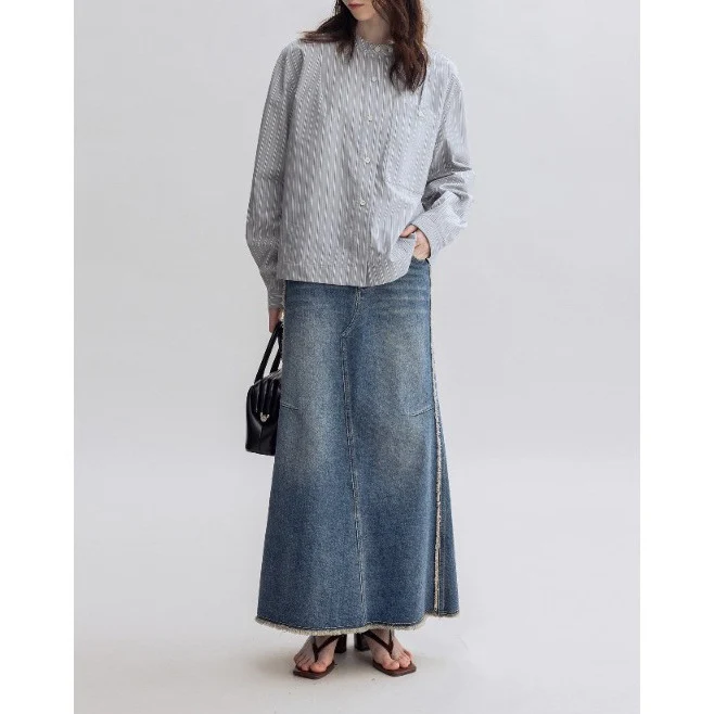 Damen Lässige Jeansmaxikleid Drune
