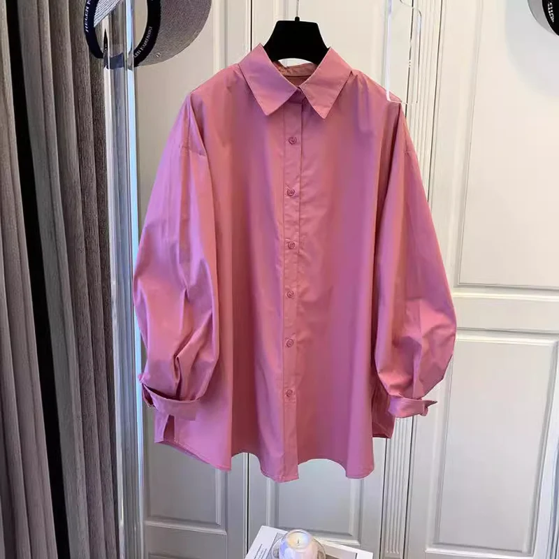 Damen Lässige Baumwollbluse mit Puffärmeln Drune