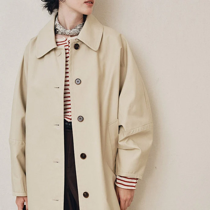 Damen Lange Trenchcoat Drune