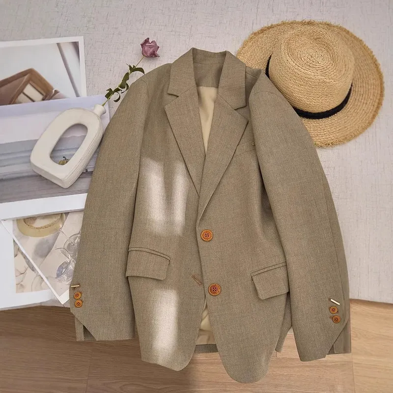 Damen Klassischer Wollblazer Drune