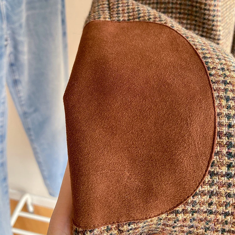 Damen Klassischer Tweed Blazer Drune