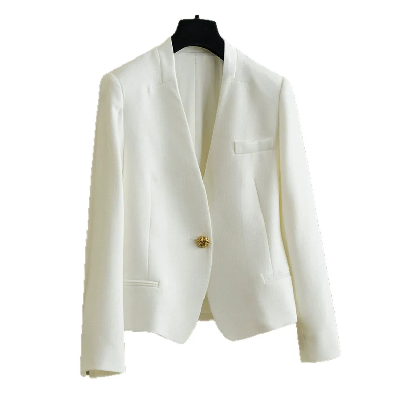 Damen Klassischer Blazer mit glänzendem Knopf Drune