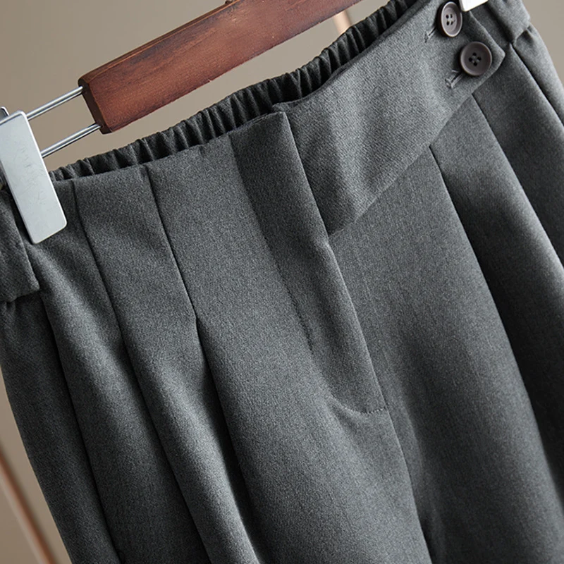 Damen Hoch taillierte Anzughose mit eleganten Falten Drune