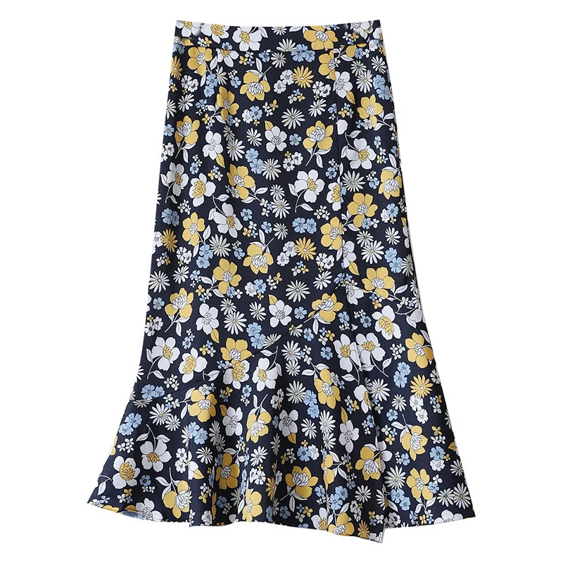 Damen Floraler, schwingender Midirock Drune