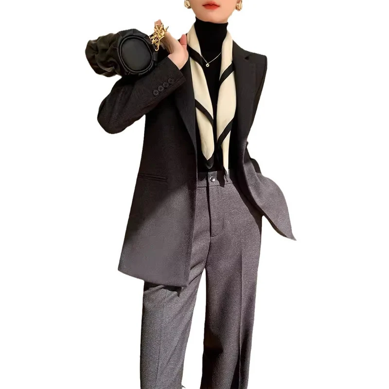 Damen Elegantes Blazer Set mit Taillengürtel Drune