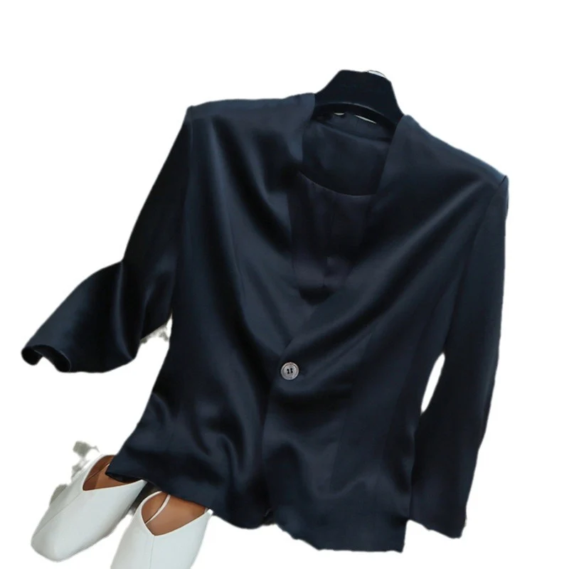 Damen Elegantes, ärmelloses Blazer aus hochwertigem Satin Drune