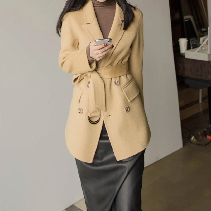 Damen Eleganter Wollblazer mit doppelter Knopfleiste Drune