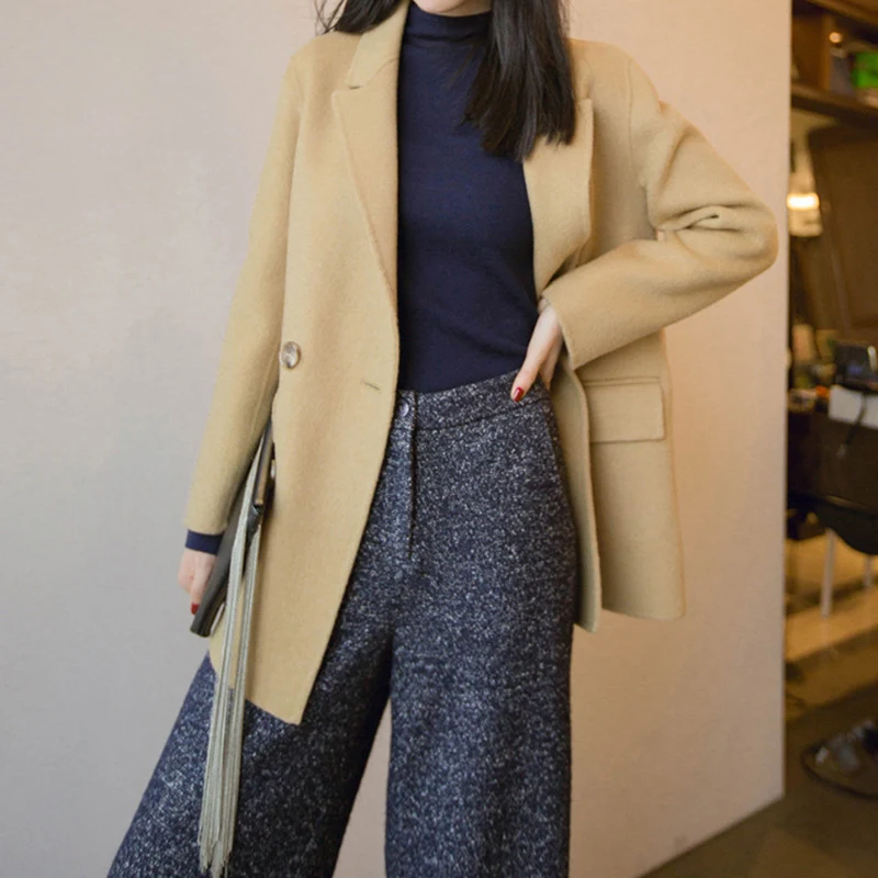 Damen Eleganter Wollblazer mit doppelter Knopfleiste Drune