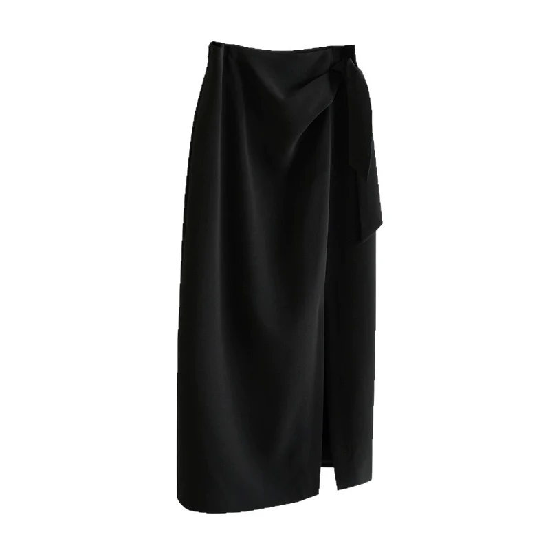 Damen Eleganter Wickelrock mit Taillenbindung Drune