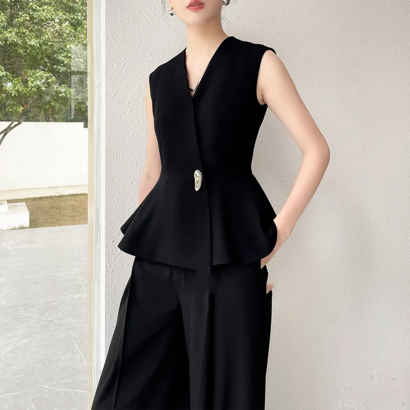 Damen Eleganter Wickelblazer mit Peplum-Design Drune