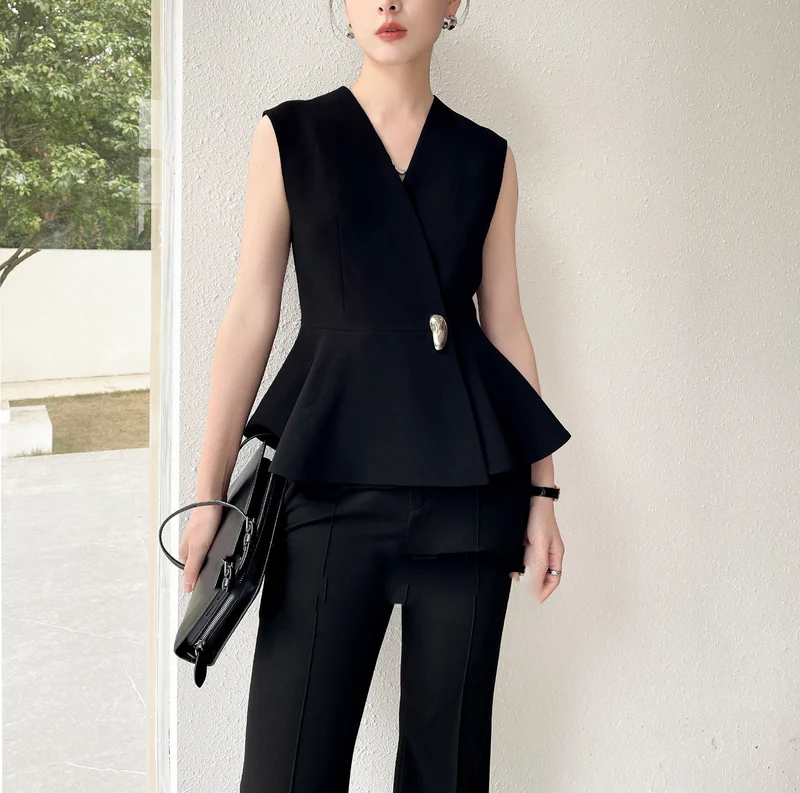 Damen Eleganter Wickelblazer mit Peplum-Design Drune