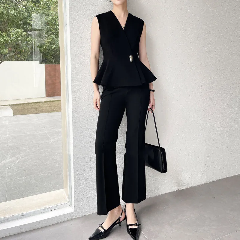 Damen Eleganter Wickelblazer mit Peplum-Design Drune