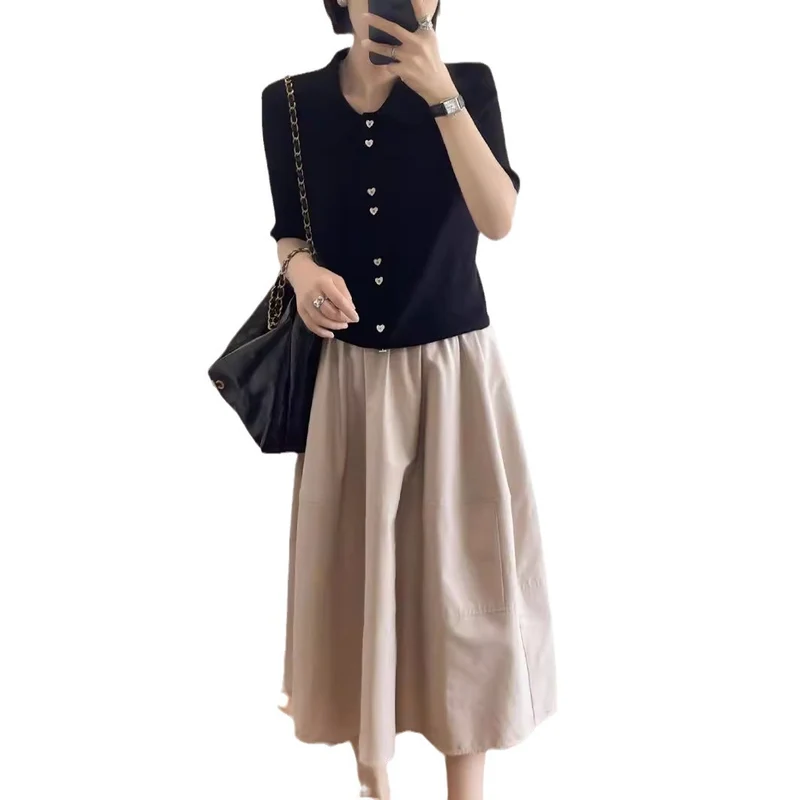 Damen Eleganter, weit geschnittener Midirock Drune