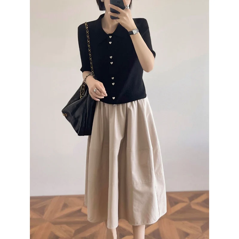 Damen Eleganter, weit geschnittener Midirock Drune