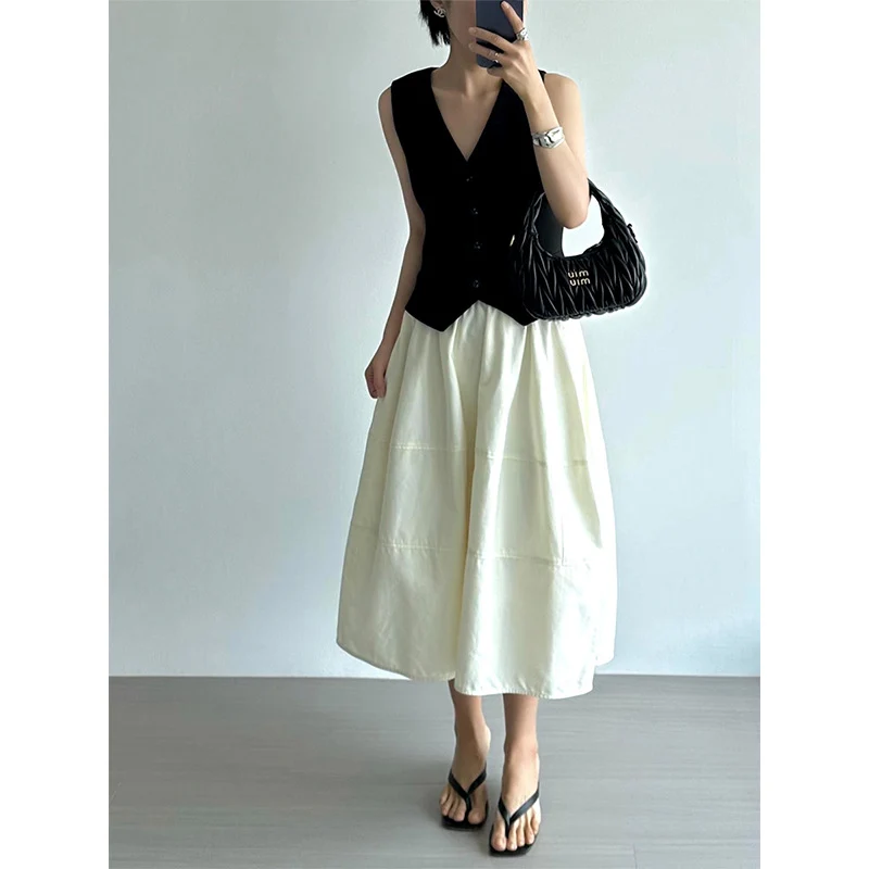 Damen Eleganter, weit geschnittener Midirock Drune