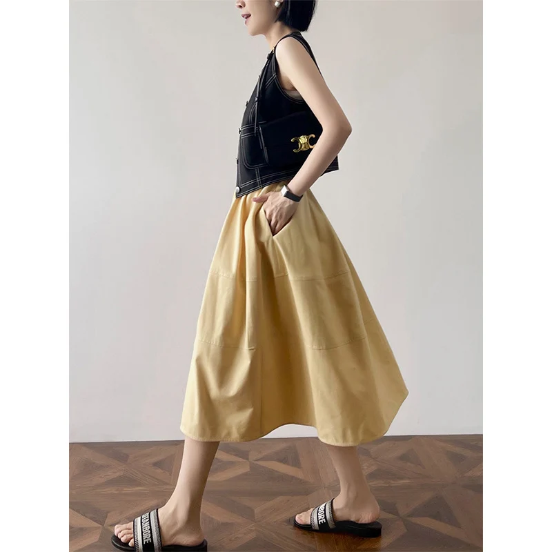 Damen Eleganter, weit geschnittener Midirock Drune