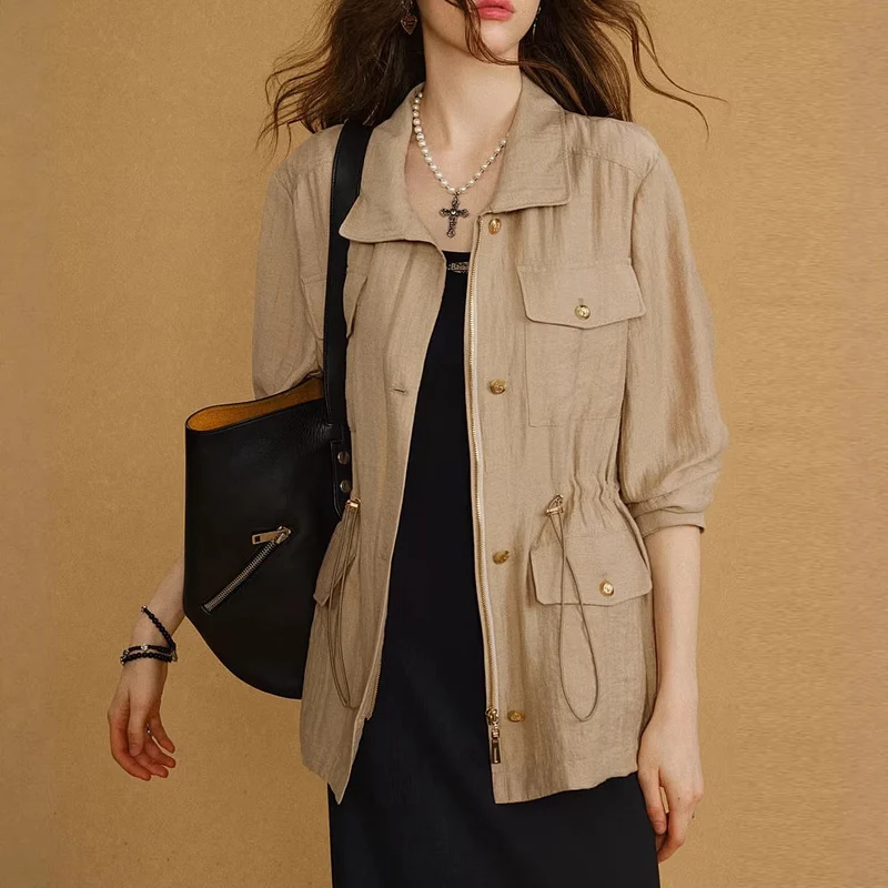Damen Modische Leinenjacke Drune