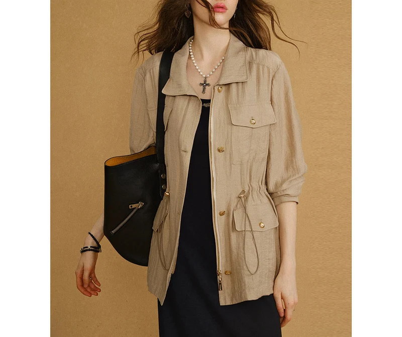 Damen Modische Leinenjacke Drune