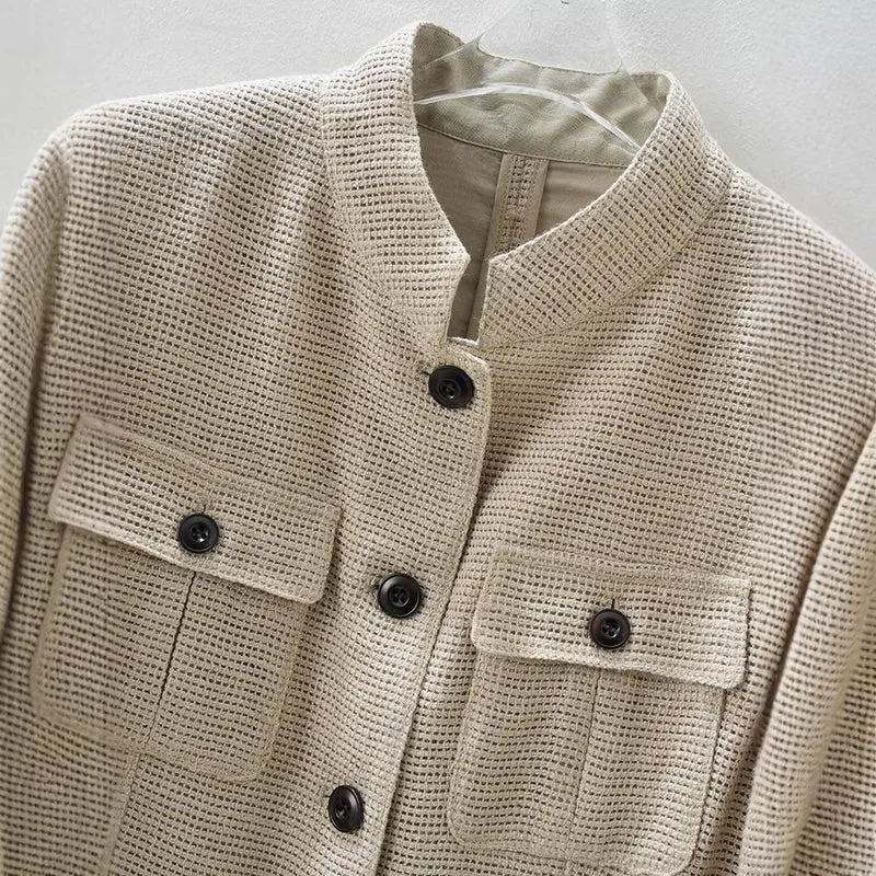 Damen Modische Kurzjacke mit Taschen Drune
