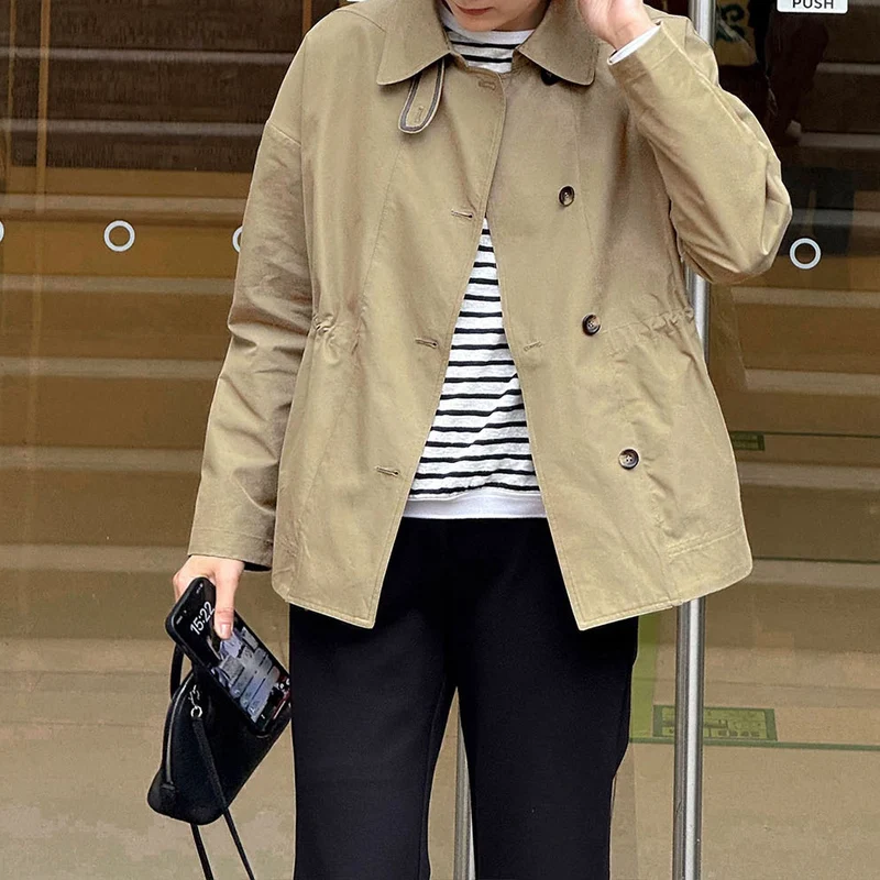 Damen Modische Kurzjacke mit hohem Kragen Drune