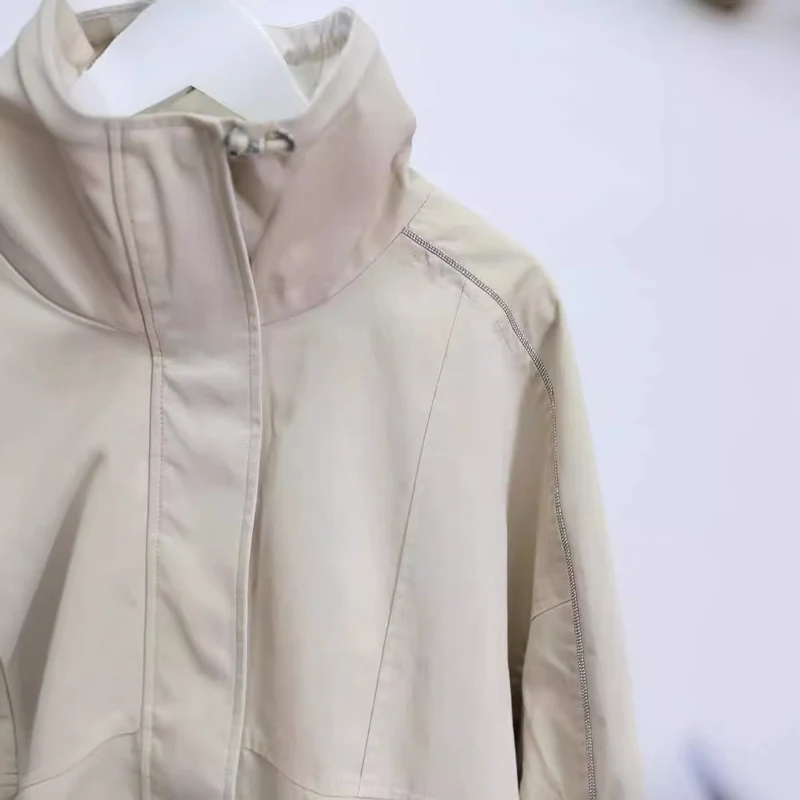 Damen Modische Freizeitjacke mit hohem Kragen Drune