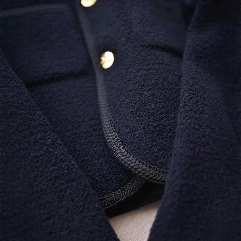 Damen Modische Boucléjacke mit goldenen Knöpfen Drune