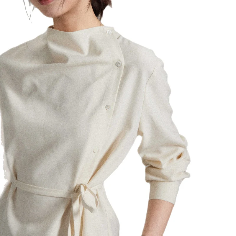 Damen Modische Bluse mit Wickel-Ausschnitt Drune