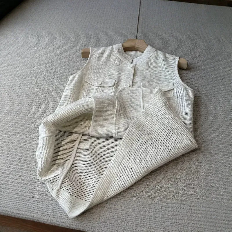 Damen Modische ärmellose Weste mit Taschen Drune