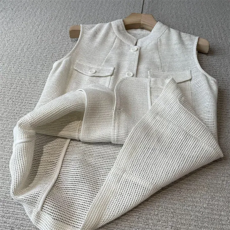 Damen Modische ärmellose Weste mit Taschen Drune