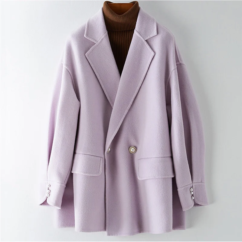 Damen Moderner Oversized Blazer mit Dekorativen Knöpfen Drune