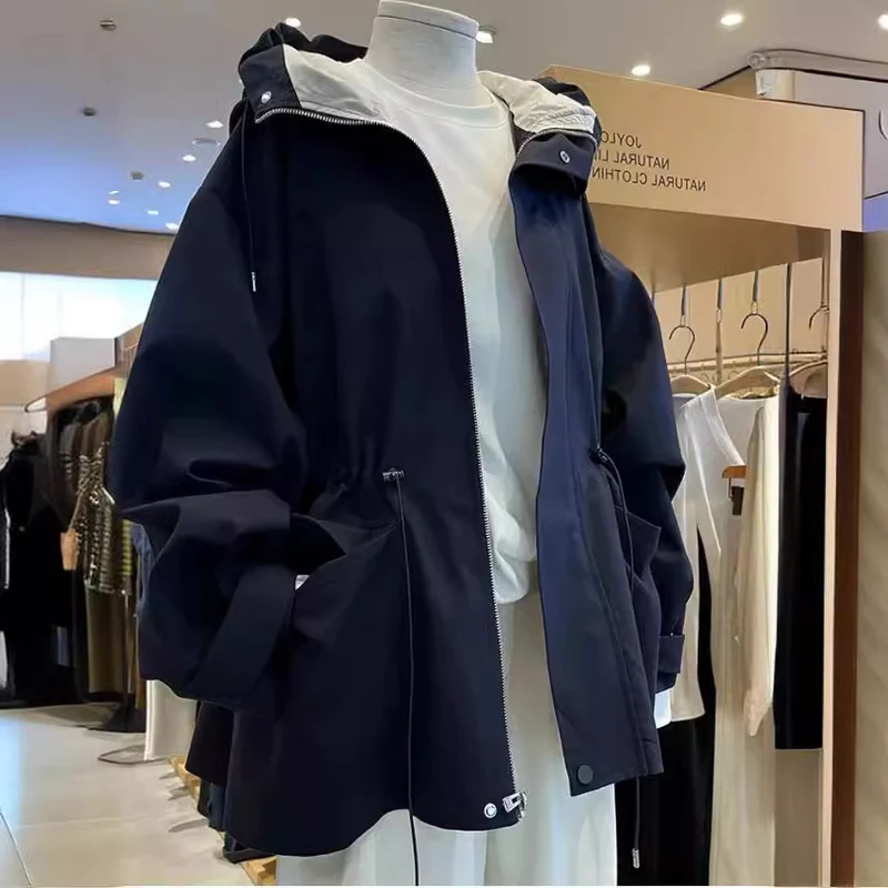 Damen Moderne Utility-Jacke mit hohem Kragen Drune