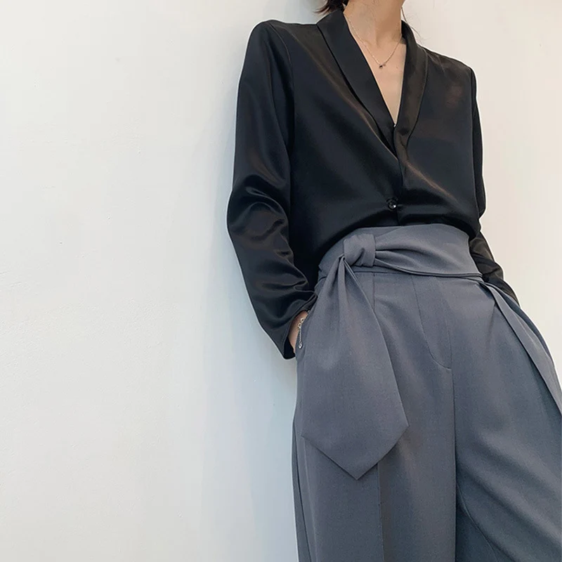 Damen Luxuriöses Satinbluse Drune