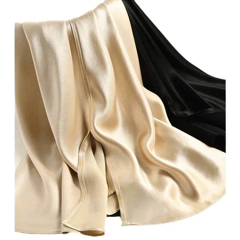 Damen Luxuriöser Satin Midirock mit hohem Schlitz Drune