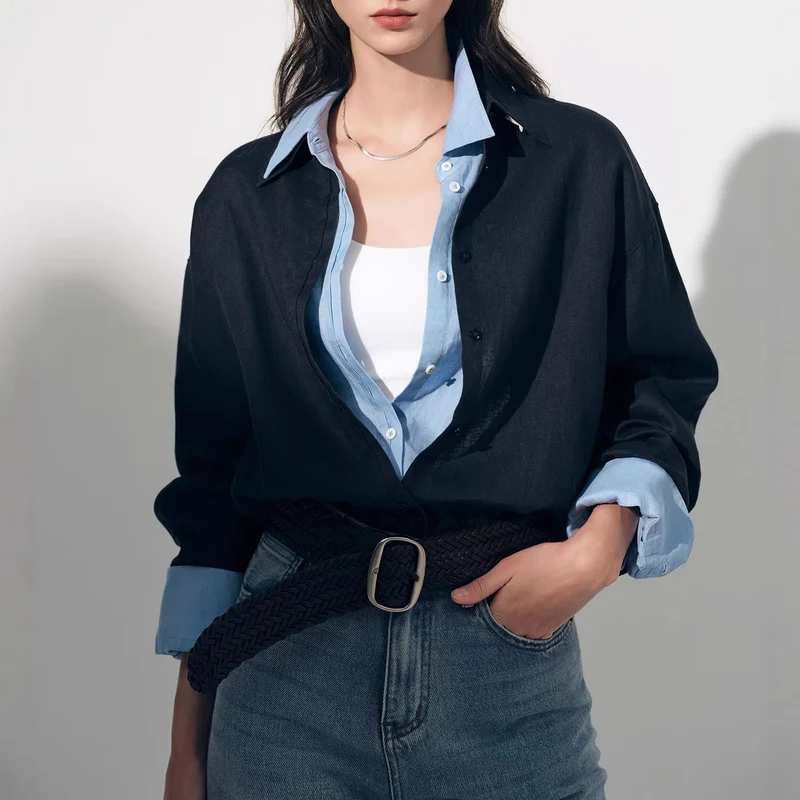 Damen Luftige Leinenbluse Drune