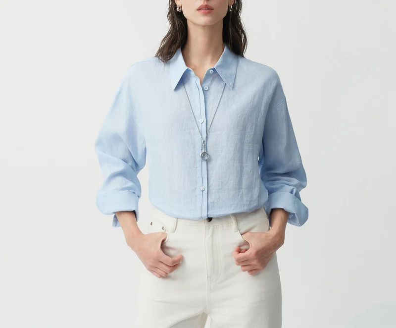 Damen Luftige Leinenbluse Drune