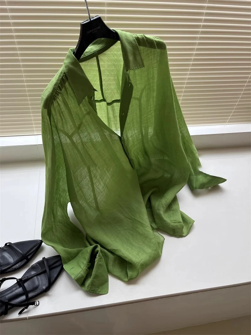 Damen Leichte und luftige Bluse aus reinem Leinen Drune