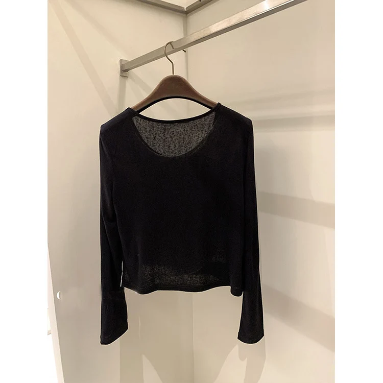 Damen Lässiges Langarmshirt mit asymmetrischem Schnitt Drune
