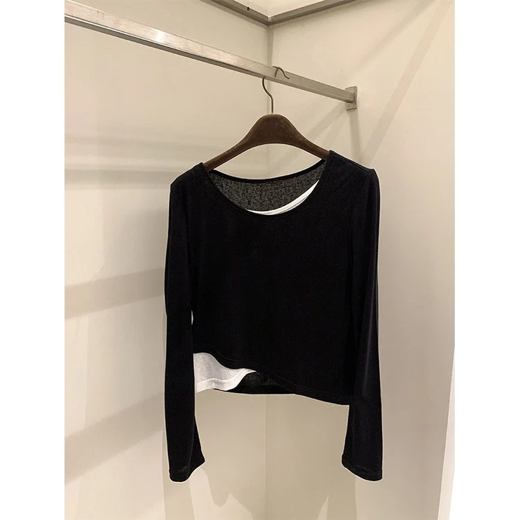 Damen Lässiges Langarmshirt mit asymmetrischem Schnitt Drune