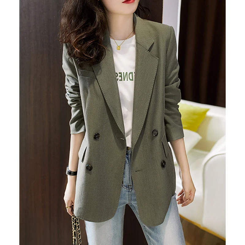 Damen Lässiger zweireihiger Blazer Drune