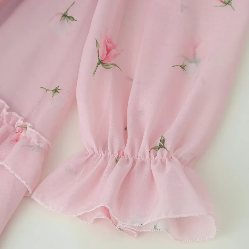 Damen Romantisches Chiffon-Minikleid mit Cut-Out-Seiten, Rüschenbesatz und Volantstufen Drune