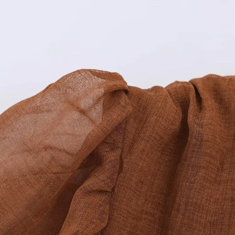 Damen Romantisches A‑Linien Kleid mit V‑Ausschnitt, Spitzenborten und Ballonärmeln Drune